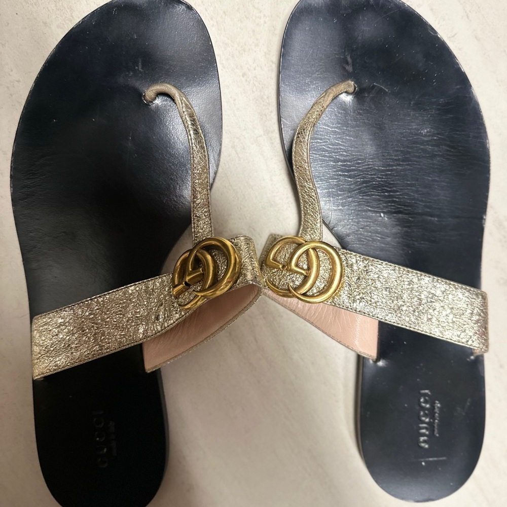 Gucci Gold Sandals with Glamorous Metallic Straps